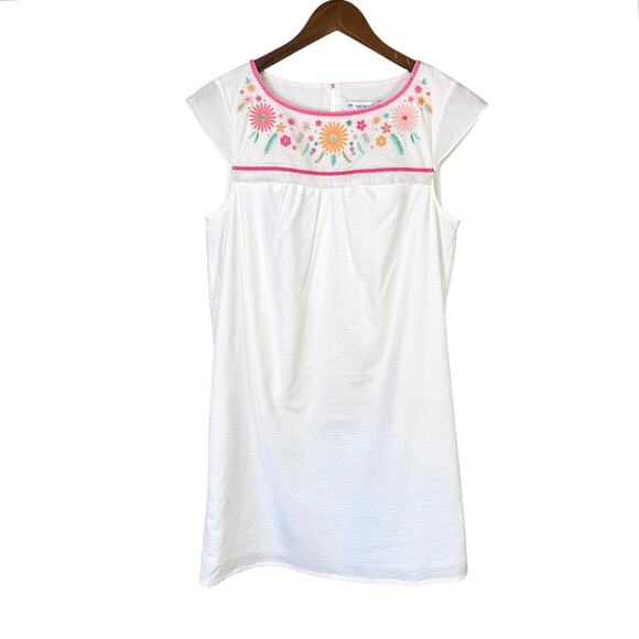 Southern Tide NWOT Sadie White Seersucker Flower Embroidered Summer Shift Dress - Picture 10 of 13